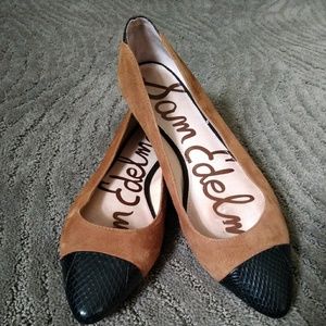 Sam Edelman Trent snakeskin cap toe cocoa flat